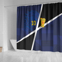 Custom Scottish Football Shower Curtain Lion and Tartan Patchwork Pattern