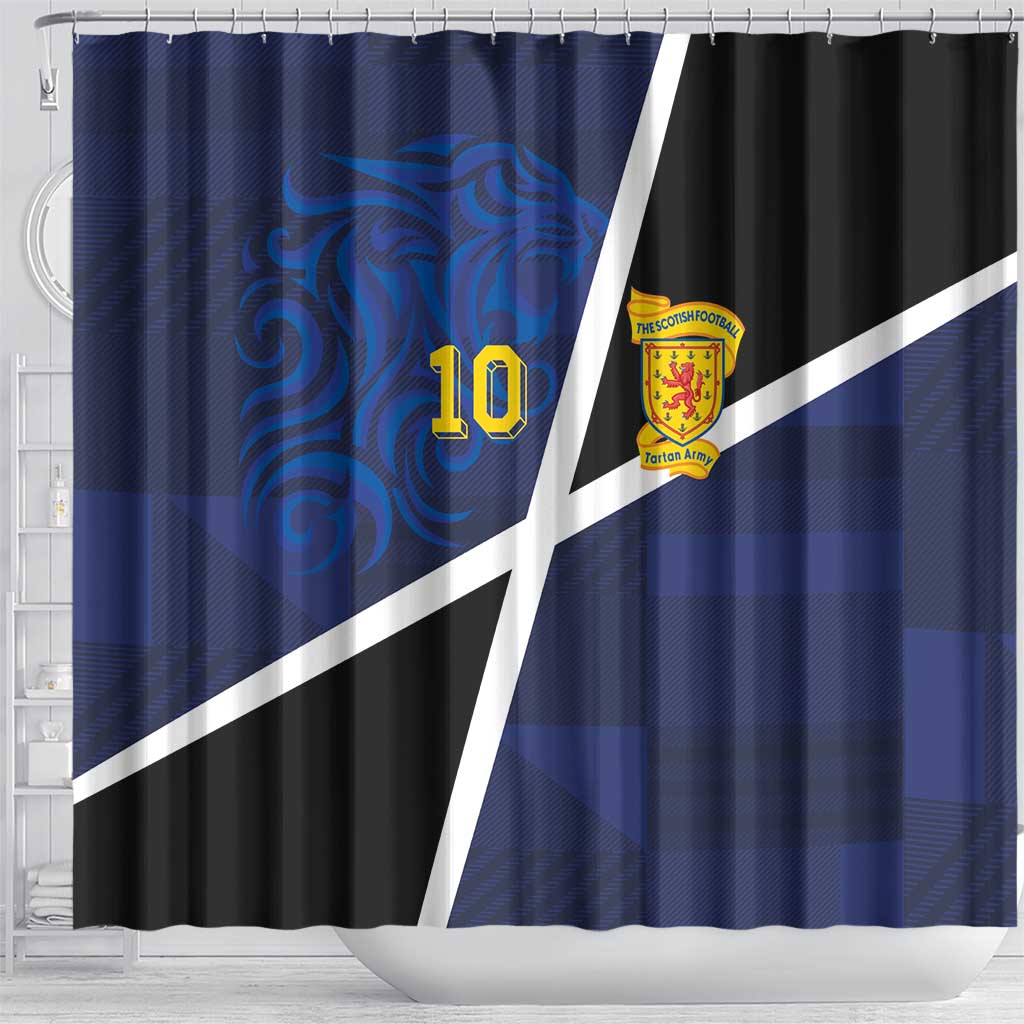 Custom Scottish Football Shower Curtain Lion and Tartan Patchwork Pattern