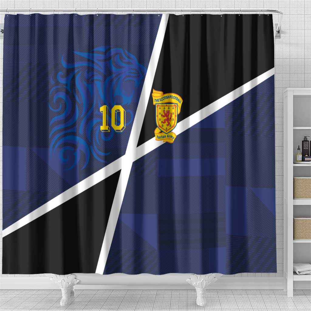 Custom Scottish Football Shower Curtain Lion and Tartan Patchwork Pattern