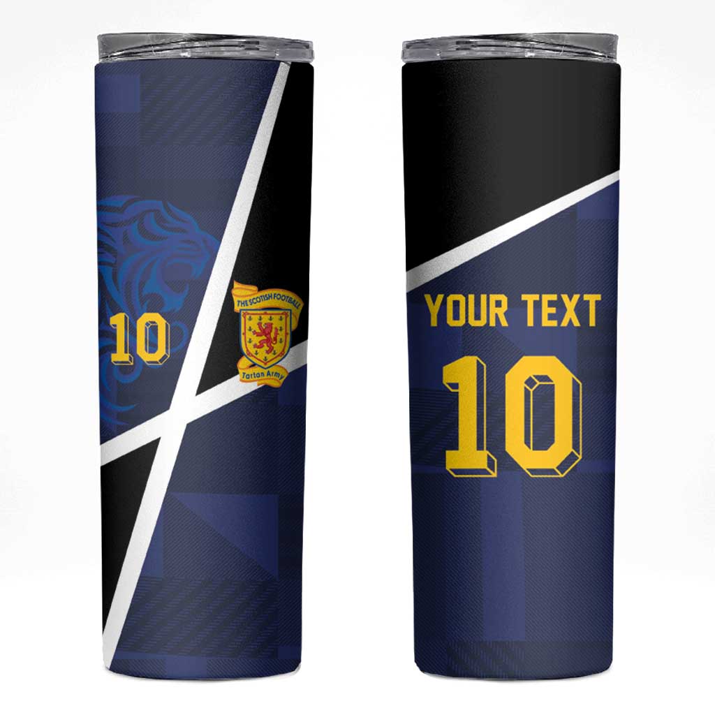 Custom Scottish Football Skinny Tumbler Lion and Tartan Patchwork Pattern
