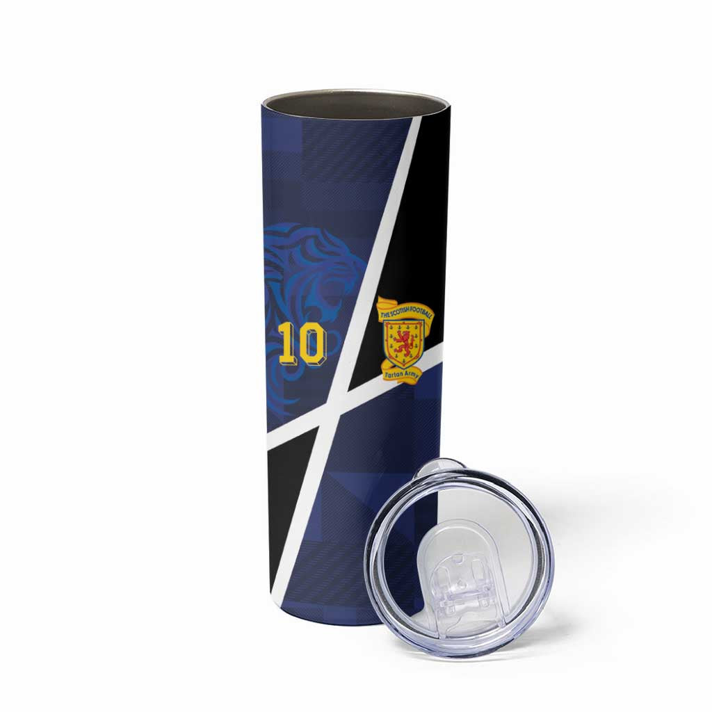 Custom Scottish Football Skinny Tumbler Lion and Tartan Patchwork Pattern