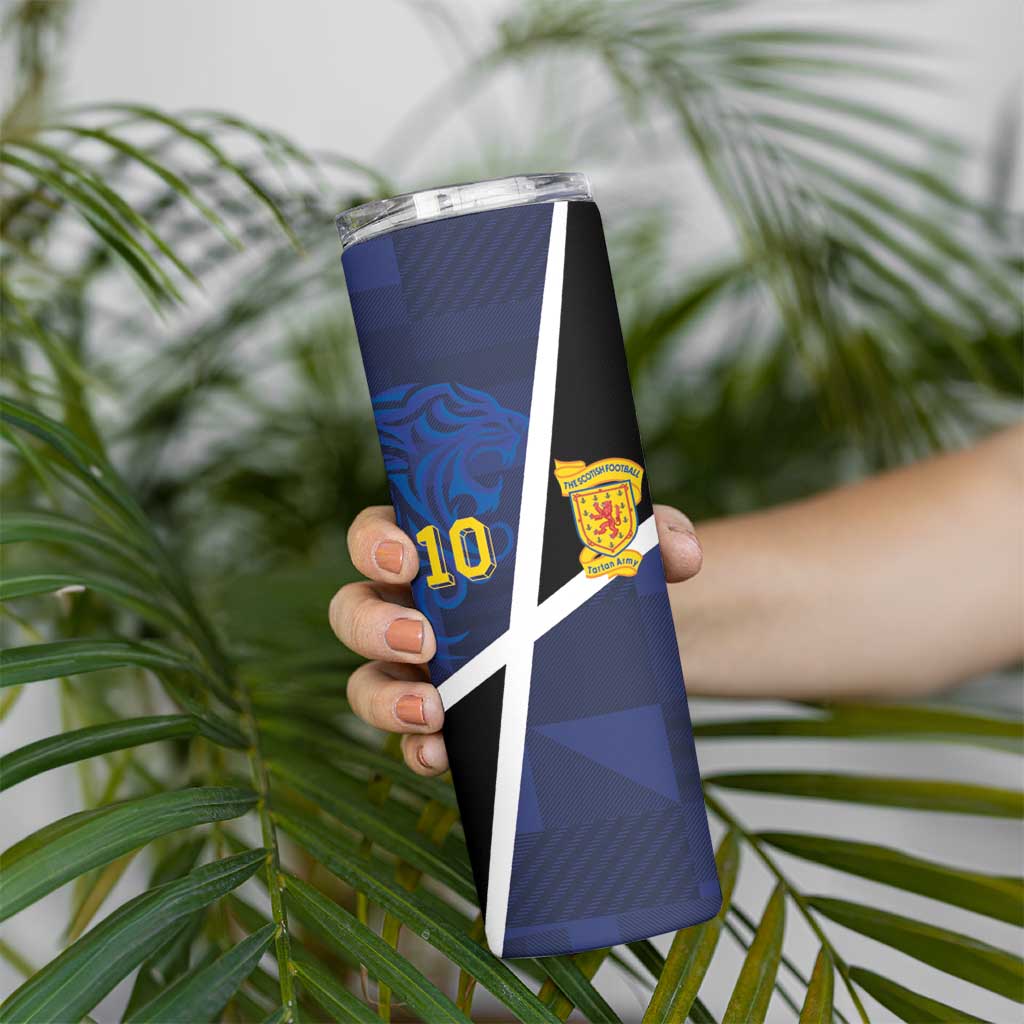 Custom Scottish Football Skinny Tumbler Lion and Tartan Patchwork Pattern