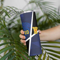 Custom Scottish Football Skinny Tumbler Lion and Tartan Patchwork Pattern