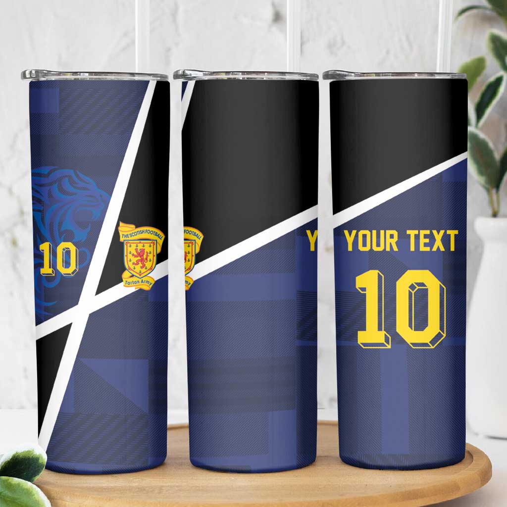 Custom Scottish Football Skinny Tumbler Lion and Tartan Patchwork Pattern