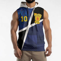 Custom Scottish Football Sleeveless Hoodie Lion and Tartan Patchwork Pattern