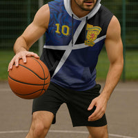 Custom Scottish Football Sleeveless Hoodie Lion and Tartan Patchwork Pattern