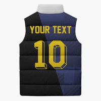 Custom Scottish Football Sleeveless Puffer Jacket Lion and Tartan Patchwork Pattern
