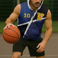 Custom Scottish Football Sleeveless Zip Hoodie Lion and Tartan Patchwork Pattern
