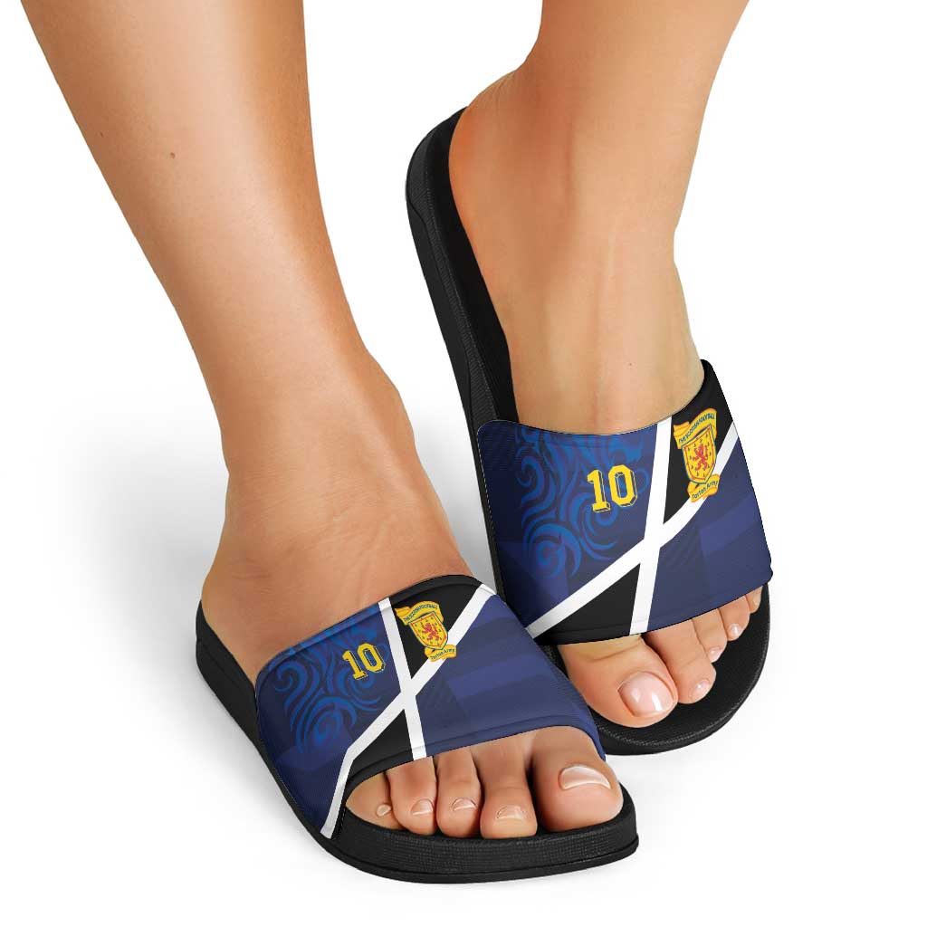 Custom Scottish Football Slide Sandals Lion and Tartan Patchwork Pattern