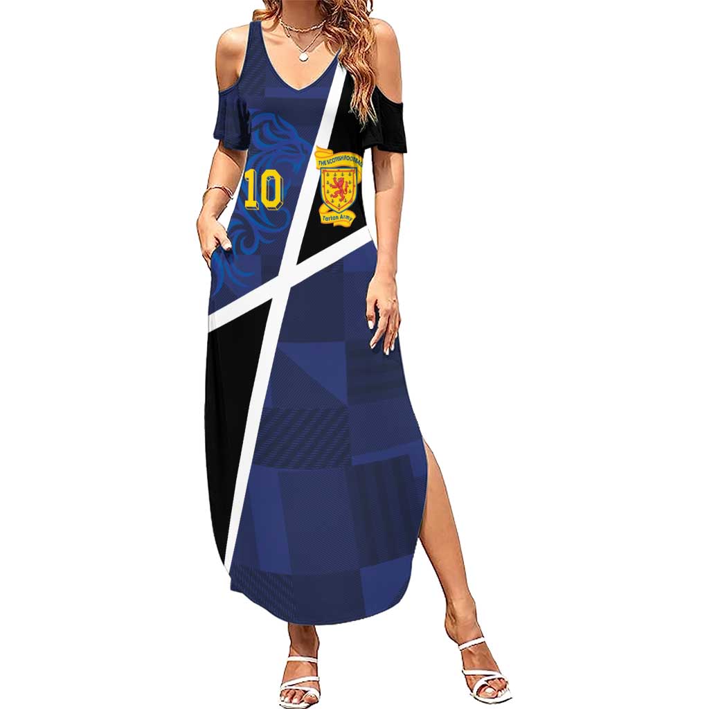 Custom Scottish Football Summer Maxi Dress Lion and Tartan Patchwork Pattern