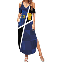 Custom Scottish Football Summer Maxi Dress Lion and Tartan Patchwork Pattern