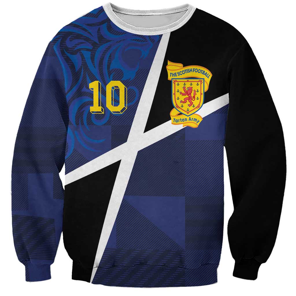 Custom Scottish Football Sweatshirt Lion and Tartan Patchwork Pattern