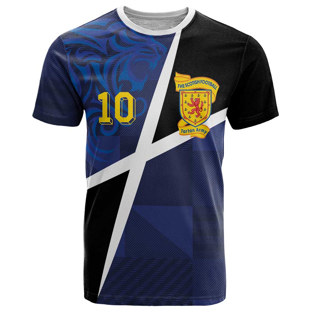 Custom Scottish Football T Shirt Lion and Tartan Patchwork Pattern