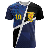 Custom Scottish Football T Shirt Lion and Tartan Patchwork Pattern