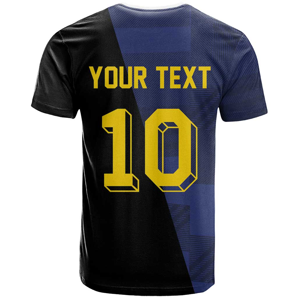 Custom Scottish Football T Shirt Lion and Tartan Patchwork Pattern