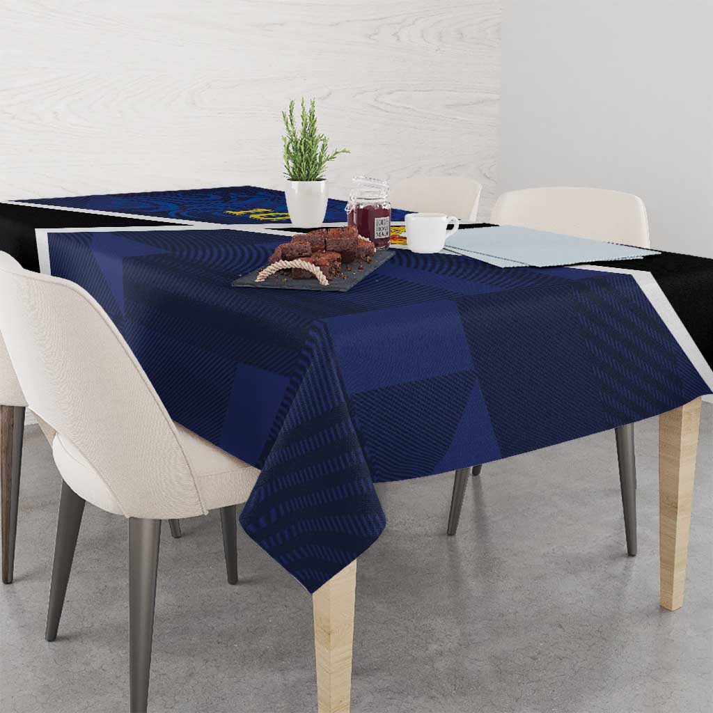 Custom Scottish Football Tablecloth Lion and Tartan Patchwork Pattern
