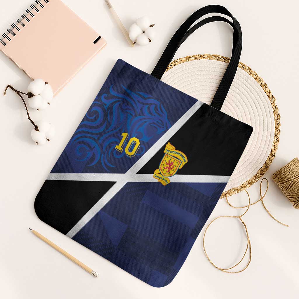 Custom Scottish Football Tote Bag Lion and Tartan Patchwork Pattern