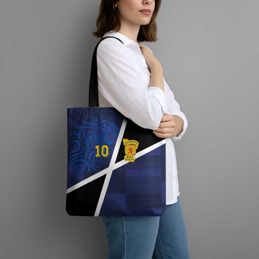 Custom Scottish Football Tote Bag Lion and Tartan Patchwork Pattern