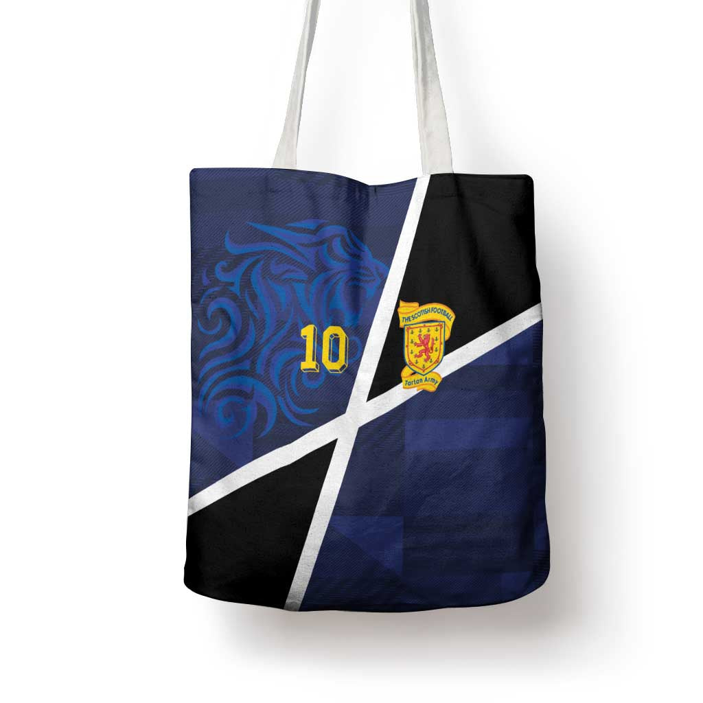 Custom Scottish Football Tote Bag Lion and Tartan Patchwork Pattern