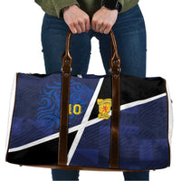 Custom Scottish Football Travel Bag Lion and Tartan Patchwork Pattern