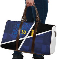 Custom Scottish Football Travel Bag Lion and Tartan Patchwork Pattern