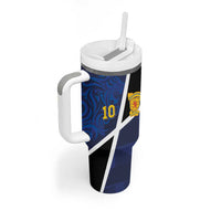 Custom Scottish Football Tumbler With Handle Lion and Tartan Patchwork Pattern