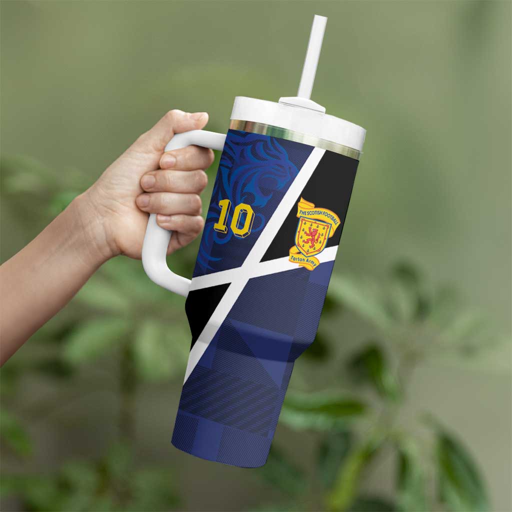 Custom Scottish Football Tumbler With Handle Lion and Tartan Patchwork Pattern