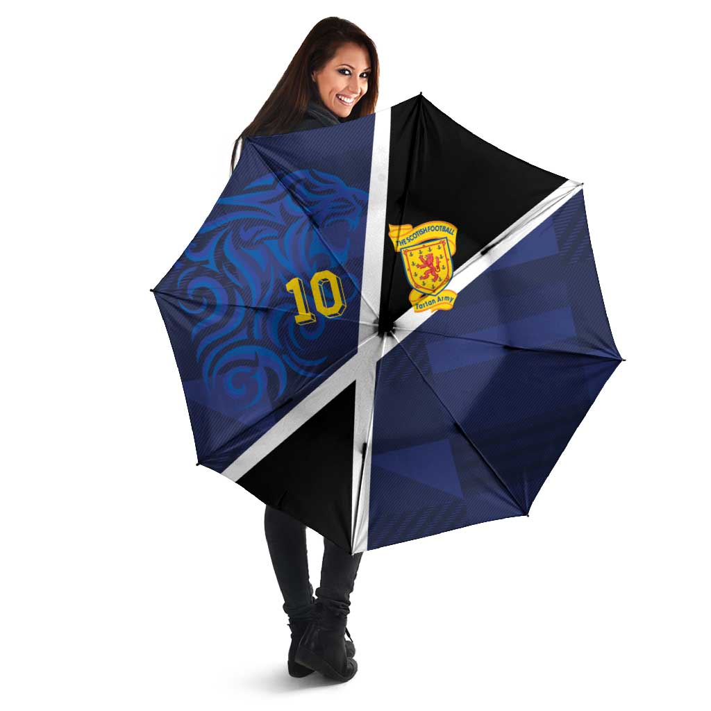 Custom Scottish Football Umbrella Lion and Tartan Patchwork Pattern
