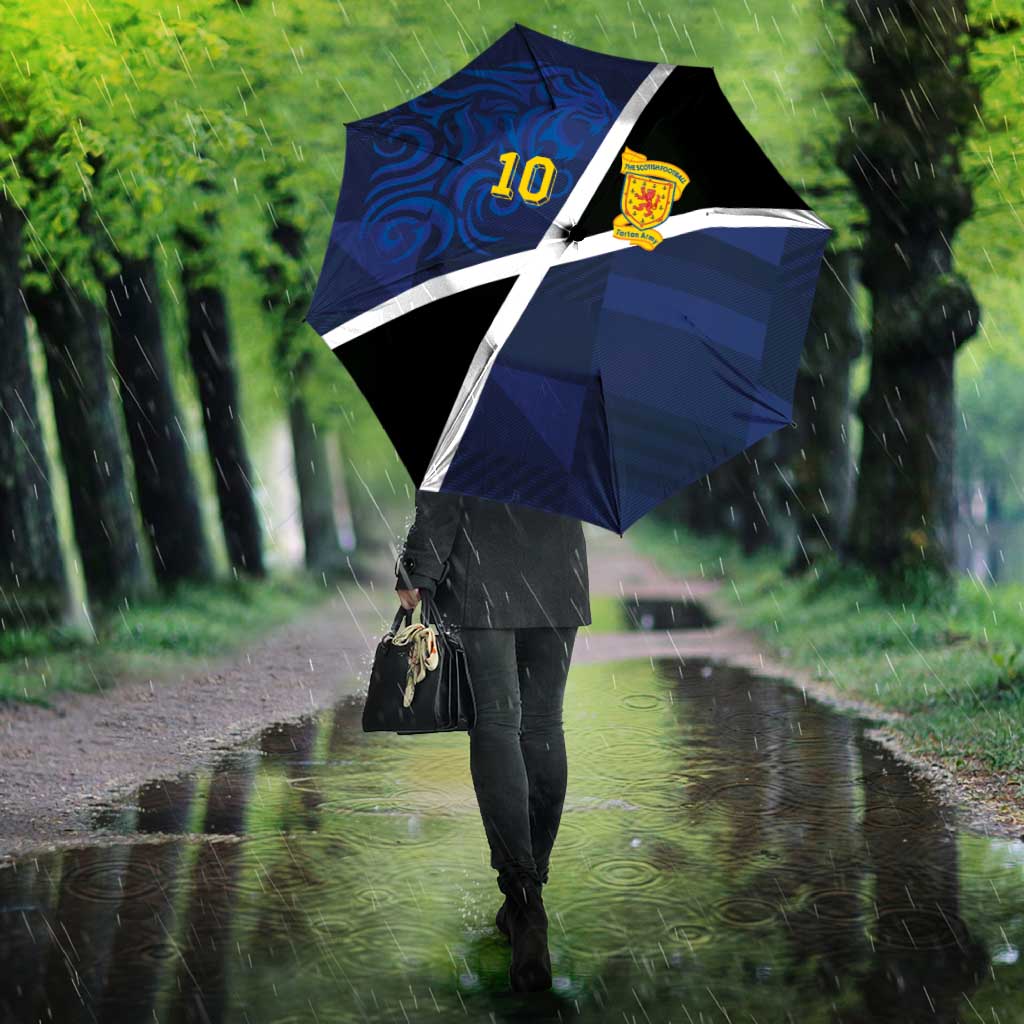 Custom Scottish Football Umbrella Lion and Tartan Patchwork Pattern