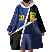 Custom Scottish Football Wearable Blanket Hoodie Lion and Tartan Patchwork Pattern