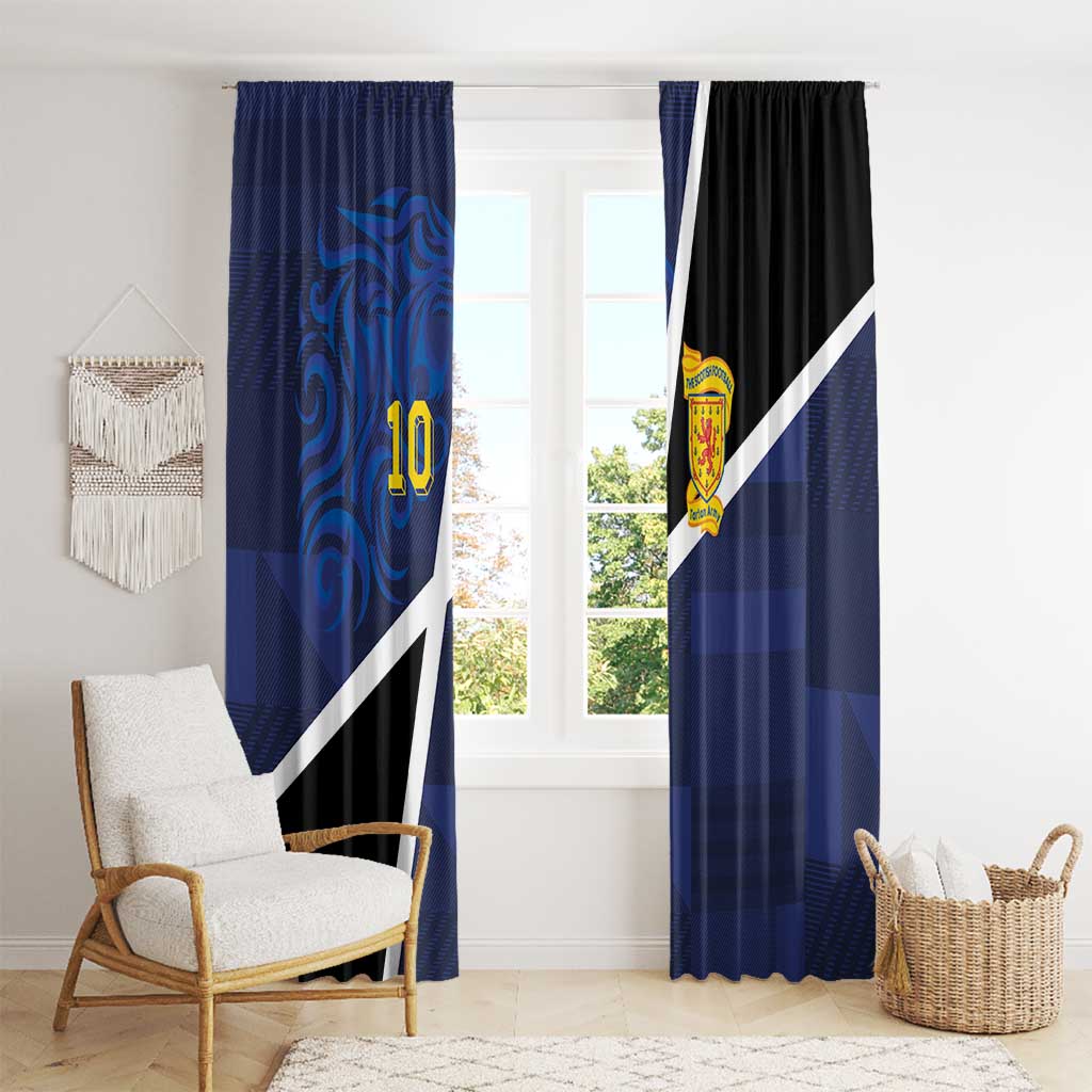 Custom Scottish Football Window Curtain Lion and Tartan Patchwork Pattern