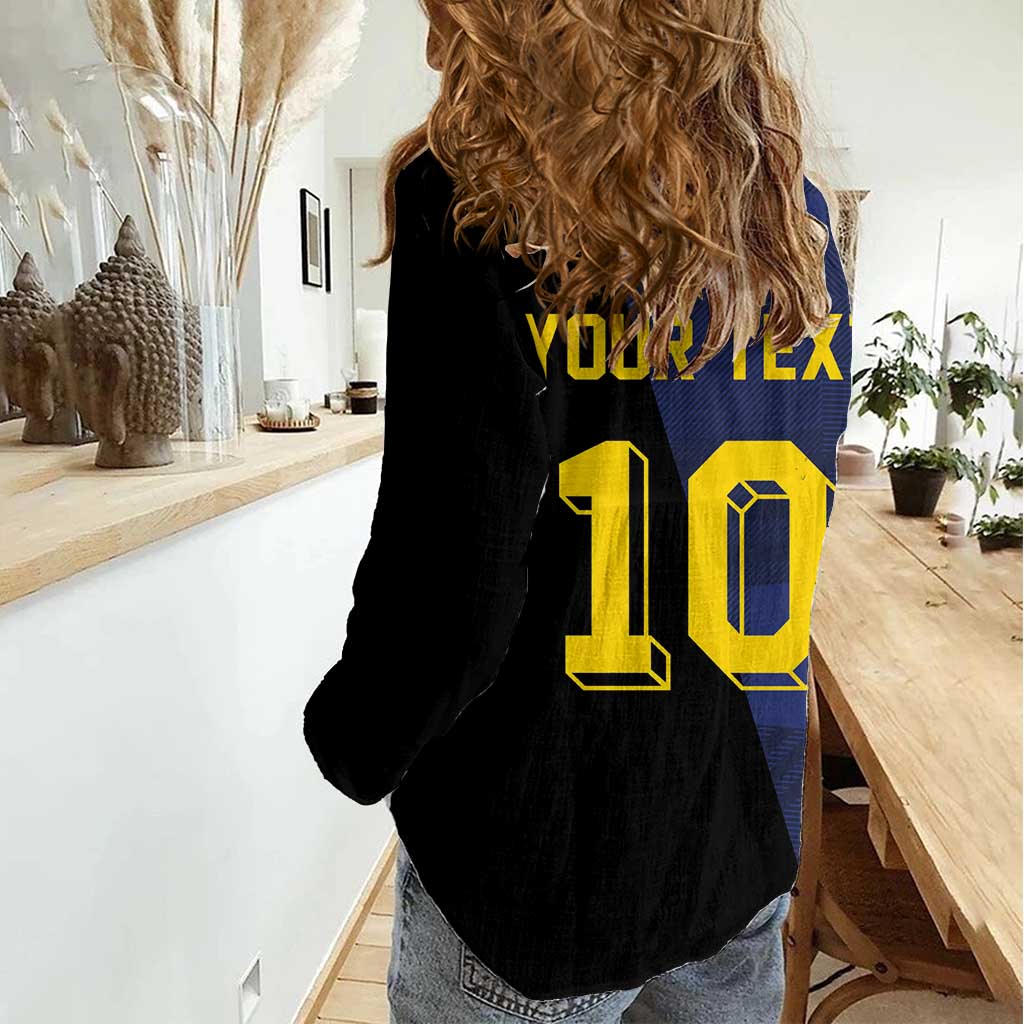 Custom Scottish Football Women Casual Shirt Lion and Tartan Patchwork Pattern