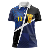 Custom Scottish Football Women Polo Shirt Lion and Tartan Patchwork Pattern