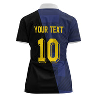 Custom Scottish Football Women Polo Shirt Lion and Tartan Patchwork Pattern