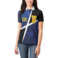 Custom Scottish Football Women Polo Shirt Lion and Tartan Patchwork Pattern