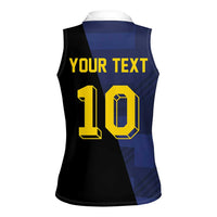Custom Scottish Football Women Sleeveless Polo Shirt Lion and Tartan Patchwork Pattern