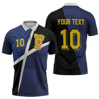 Custom Scottish Football Zipper Polo Shirt Lion and Tartan Patchwork Pattern