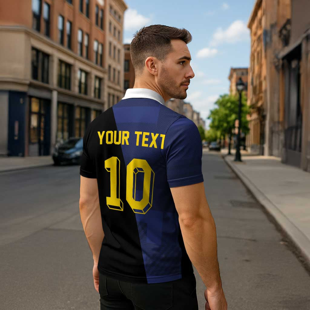 Custom Scottish Football Zipper Polo Shirt Lion and Tartan Patchwork Pattern