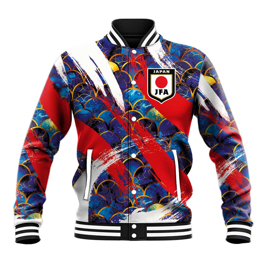 Custom Japan Football Baseball Jacket Seigaiha and Brush Style