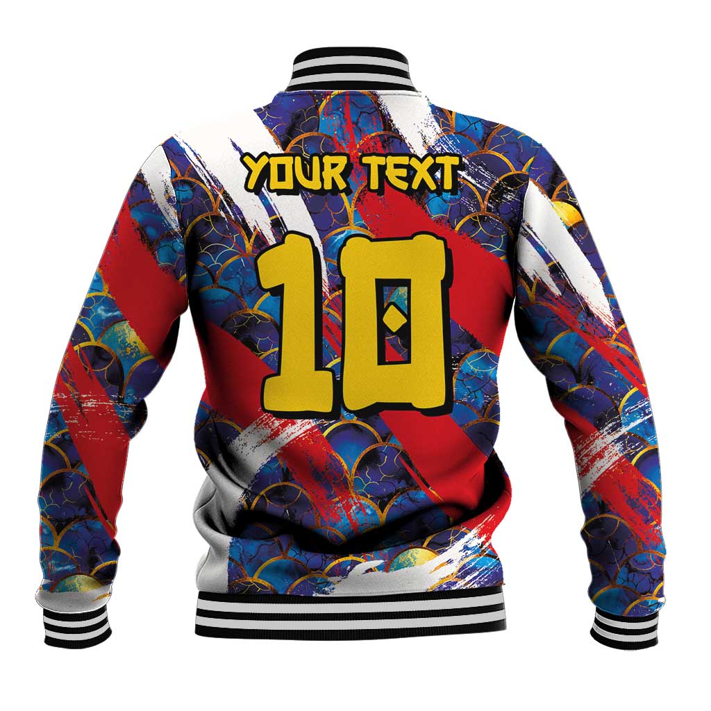 Custom Japan Football Baseball Jacket Seigaiha and Brush Style