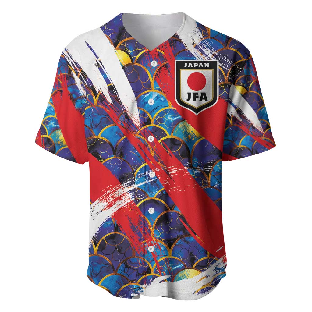 Custom Japan Football Baseball Jersey Seigaiha and Brush Style