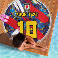 Custom Japan Football Beach Blanket Seigaiha and Brush Style