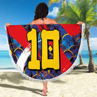 Custom Japan Football Beach Blanket Seigaiha and Brush Style