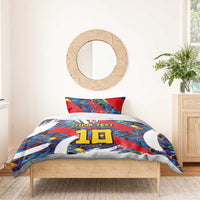Custom Japan Football Bedding Set Seigaiha and Brush Style