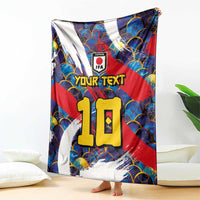 Custom Japan Football Blanket Seigaiha and Brush Style