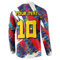 Custom Japan Football Button Sweatshirt Seigaiha and Brush Style