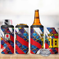 Custom Japan Football 4 in 1 Can Cooler Tumbler Seigaiha and Brush Style