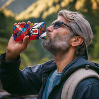 Custom Japan Football 4 in 1 Can Cooler Tumbler Seigaiha and Brush Style