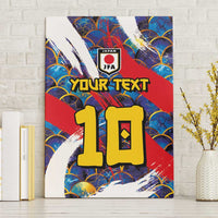 Custom Japan Football Canvas Wall Art Seigaiha and Brush Style