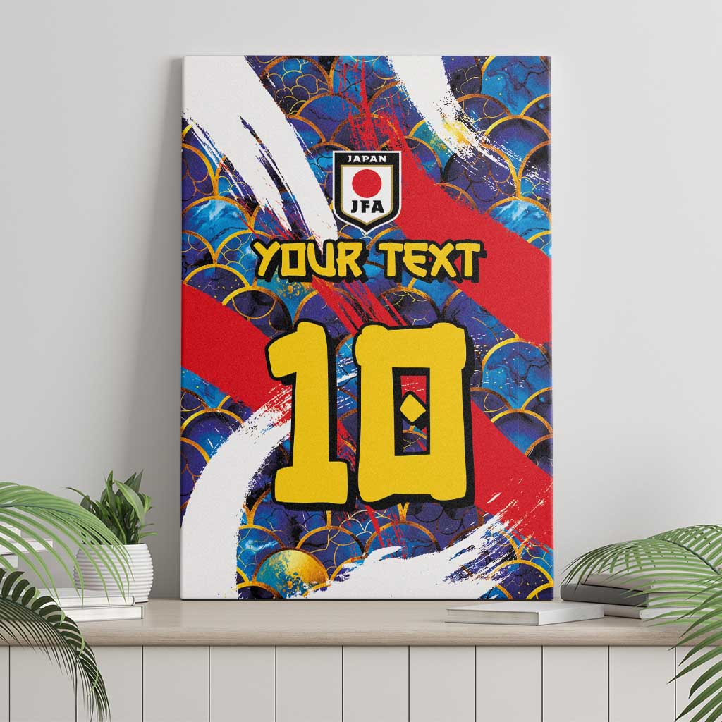 Custom Japan Football Canvas Wall Art Seigaiha and Brush Style